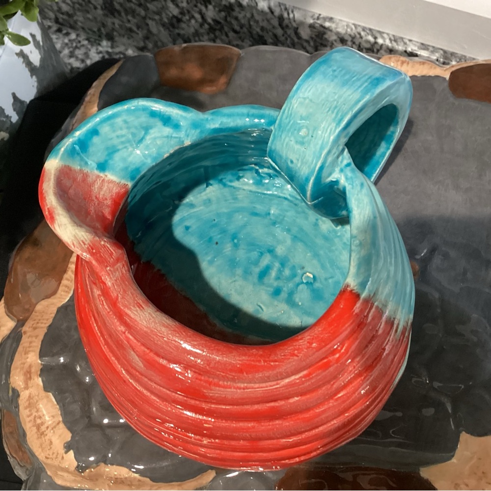 🔴 Beautiful Handcrafted Clay Pottery Pitcher Decor Art - Unique - Colorful - Picture 6 of 12